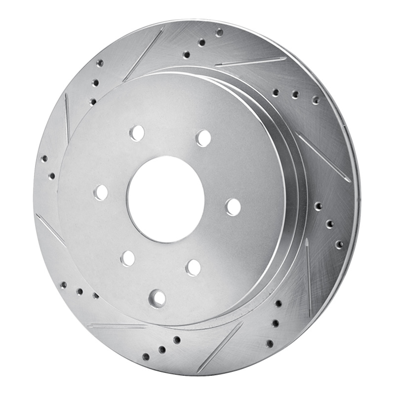 Infiniti QX56 Brake Rotor (1) - Rear Left - R1 Concepts - Drilled & Slotted - Silver - `10-`24